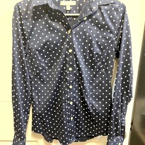 Navy blue dot button up banana republic